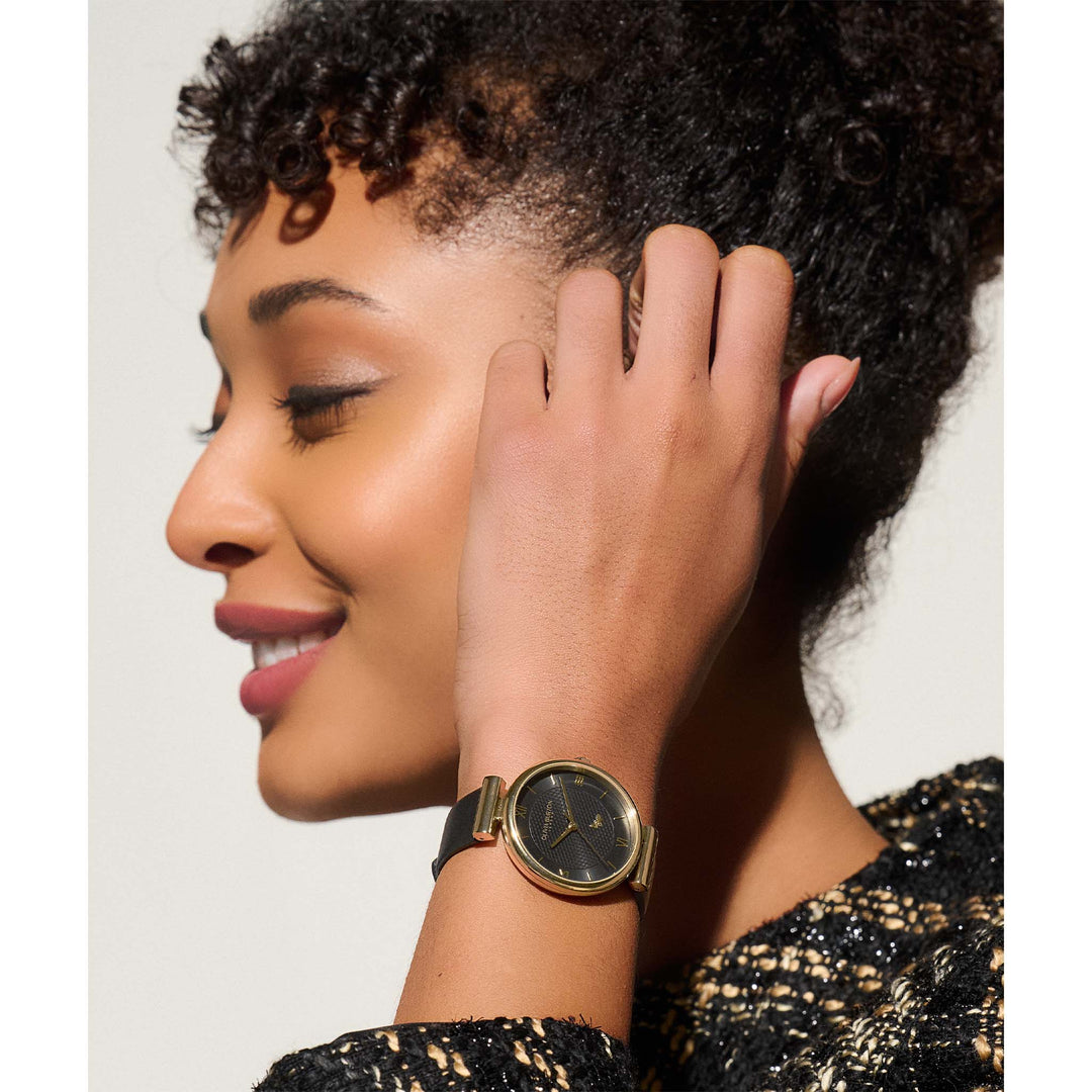 Olivia Burton Black Leather Women's Watch - 24000099