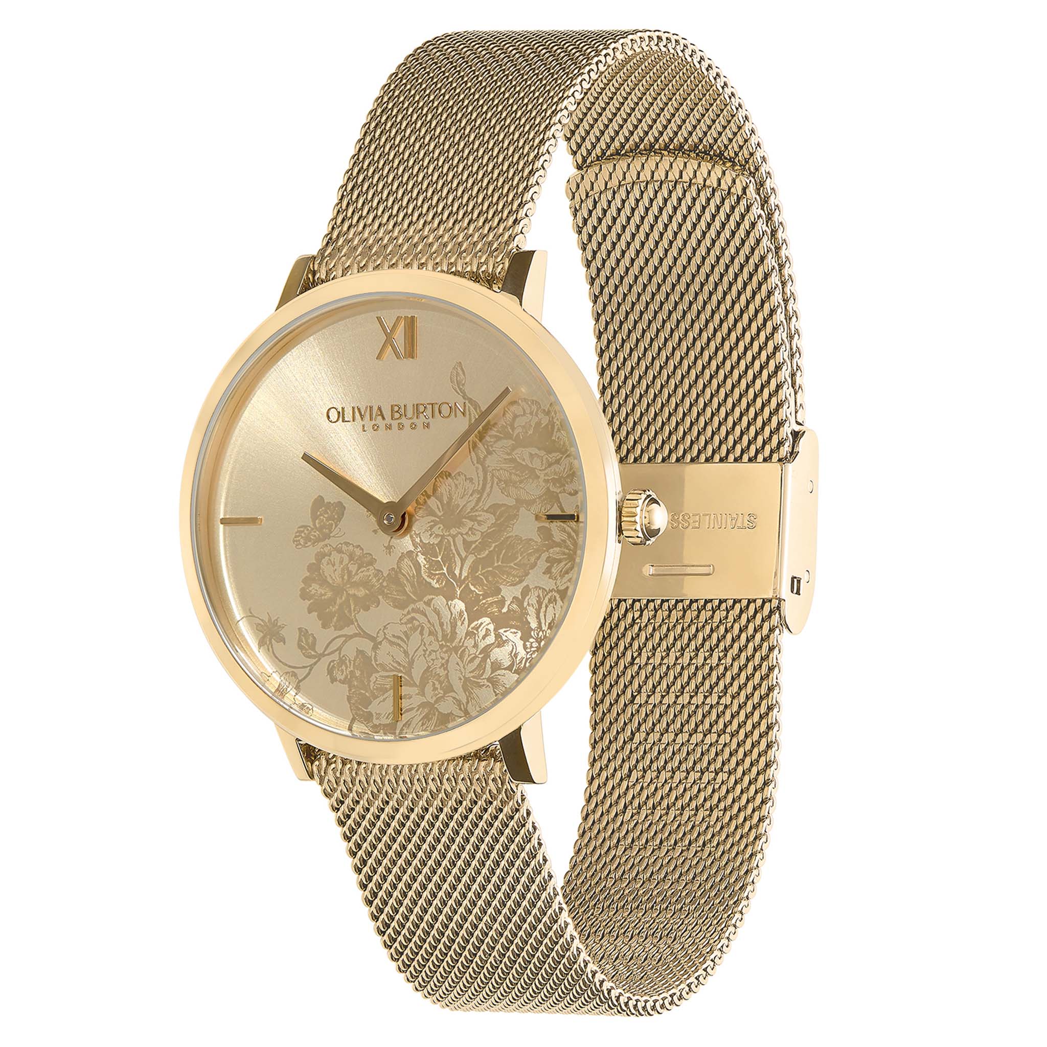 Olivia Burton Gold Steel Mesh Women's Watch - 24000114