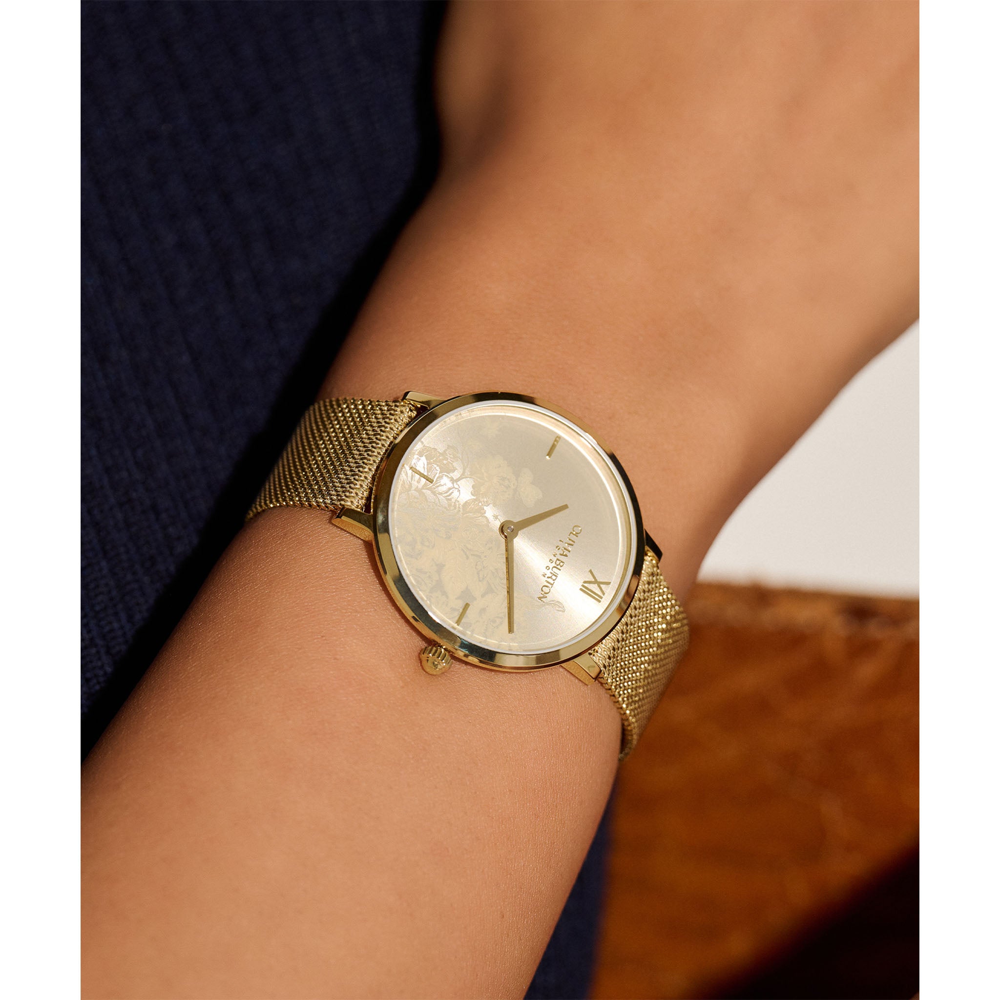 Olivia Burton Gold Steel Mesh Women's Watch - 24000114