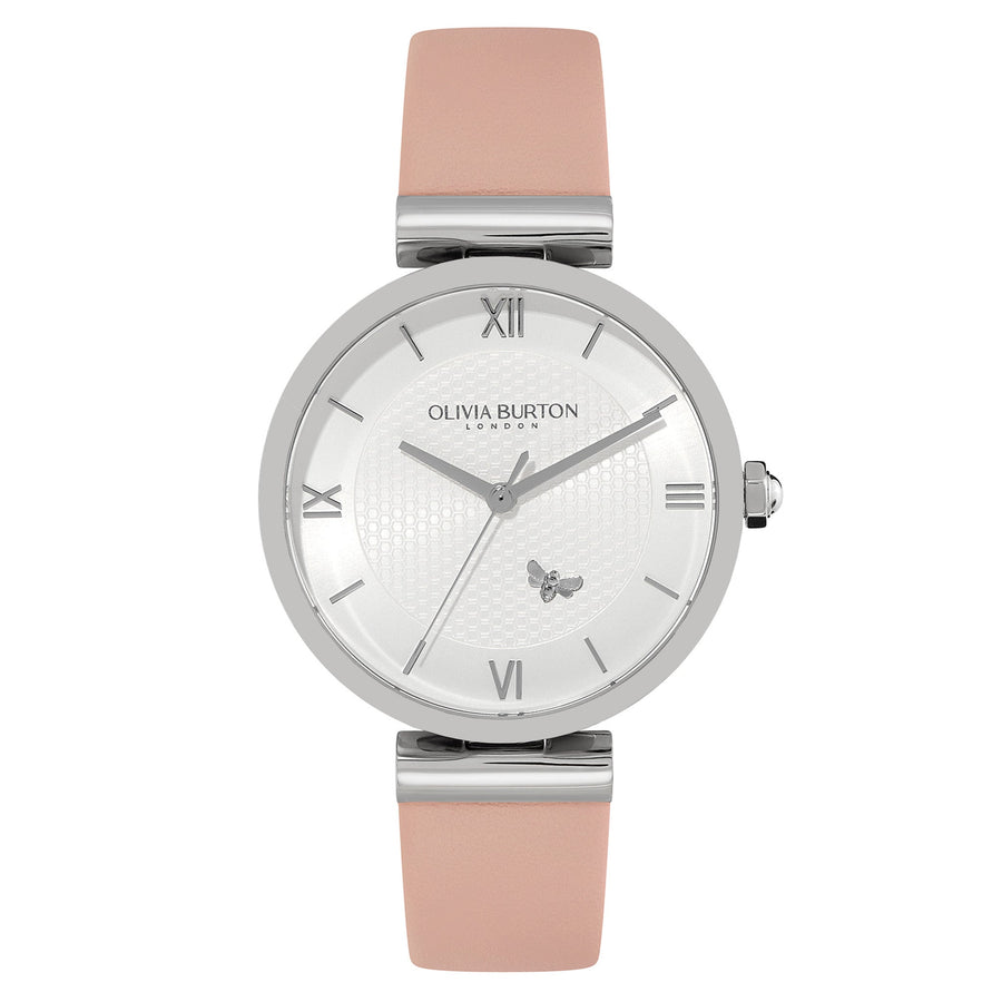 Olivia Burton Blush Leather Silver White Dial Women's Watch - 24000119