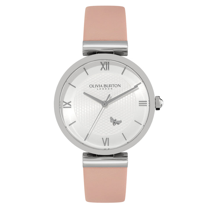 Olivia Burton Blush Leather Silver White Dial Women's Watch - 24000119