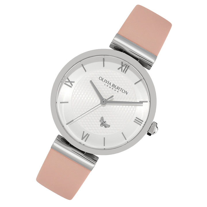 Olivia Burton Blush Leather Silver White Dial Women's Watch - 24000119