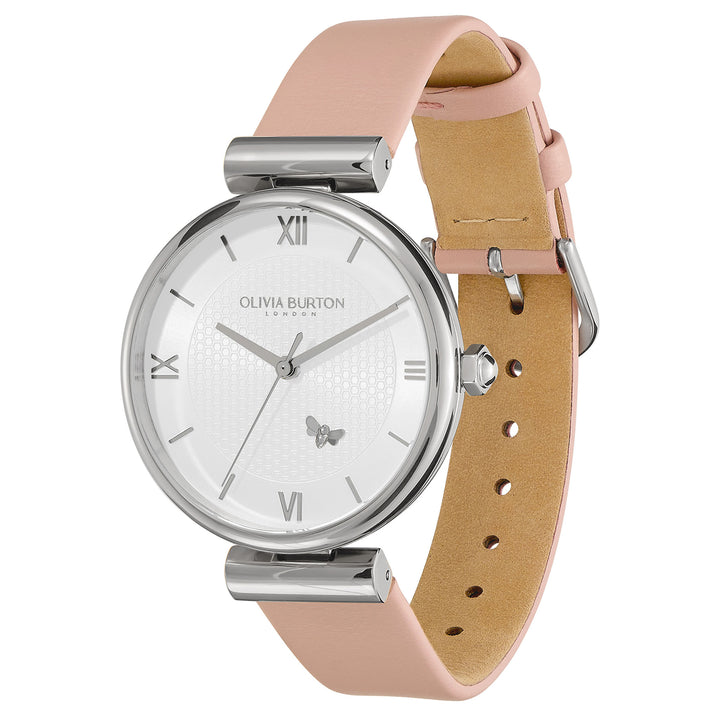 Olivia Burton Blush Leather Silver White Dial Women's Watch - 24000119