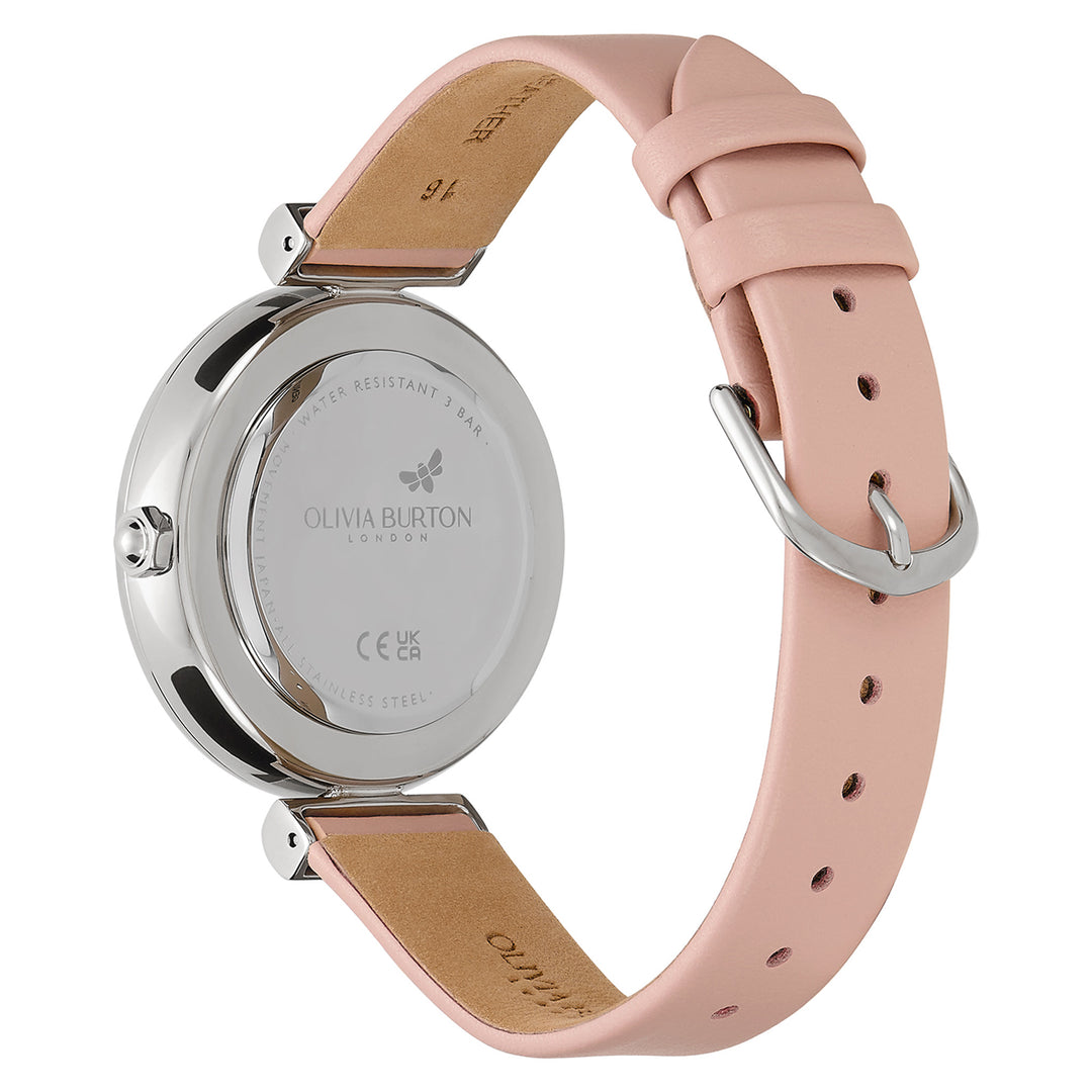 Olivia Burton Blush Leather Silver White Dial Women's Watch - 24000119