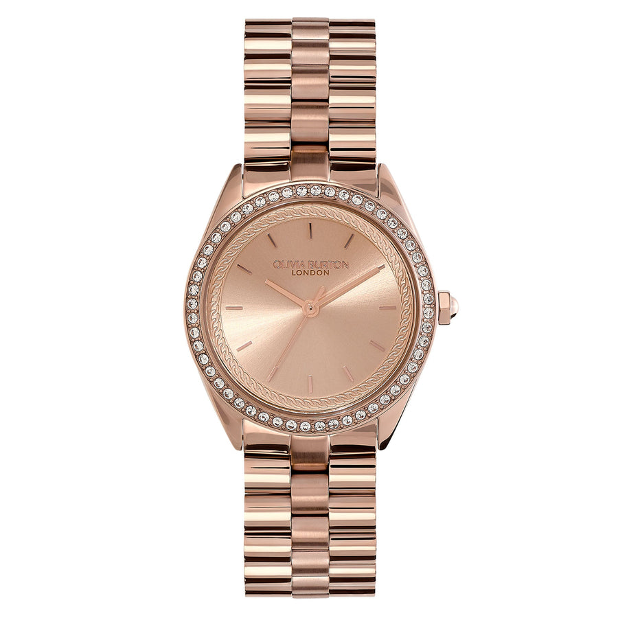 Olivia Burton Rose Gold Steel Carnation Gold Dial Women's Watch - 24000136