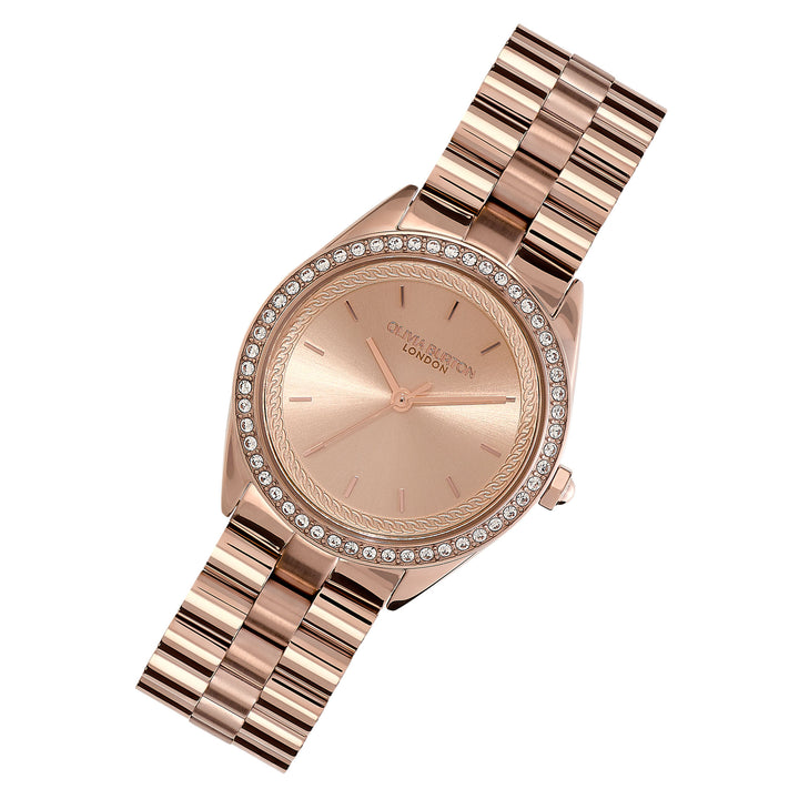 Olivia Burton Rose Gold Steel Carnation Gold Dial Women's Watch - 24000136