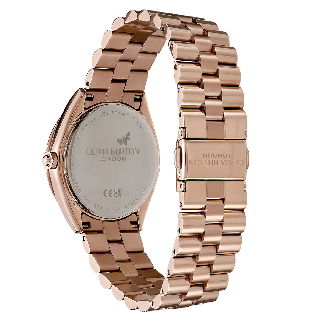 Olivia Burton Rose Gold Steel Carnation Gold Dial Women's Watch - 24000136