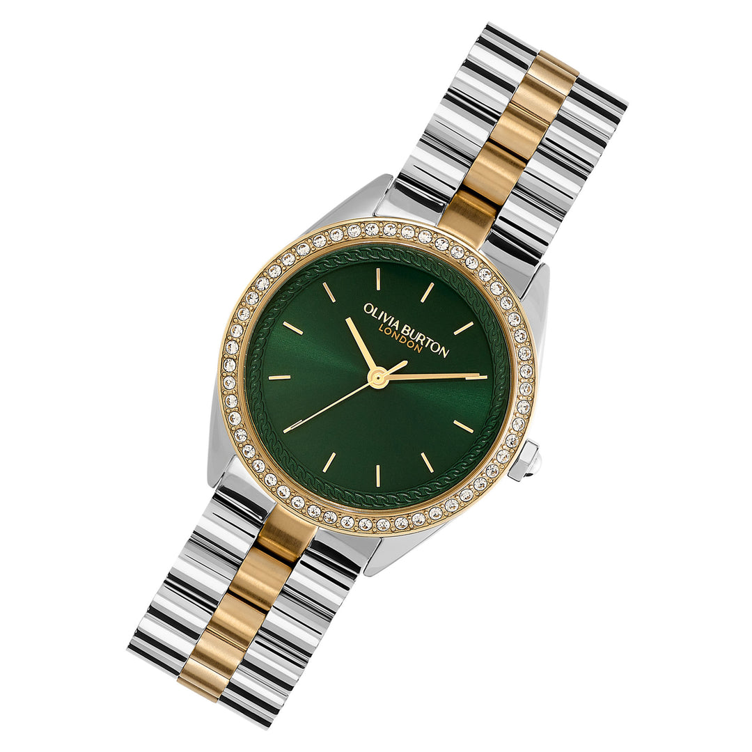 Olivia Burton Two-Tone Steel Forest Green Dial Women's Watch - 24000137