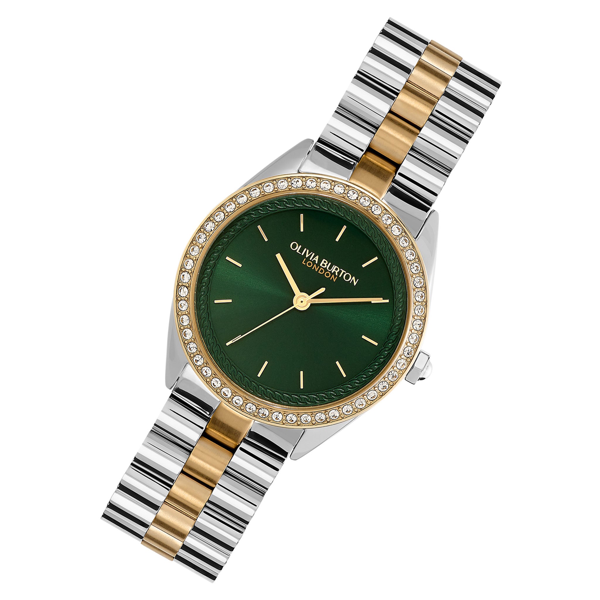 Olivia Burton Two-Tone Steel Forest Green Dial Women's Watch - 24000137
