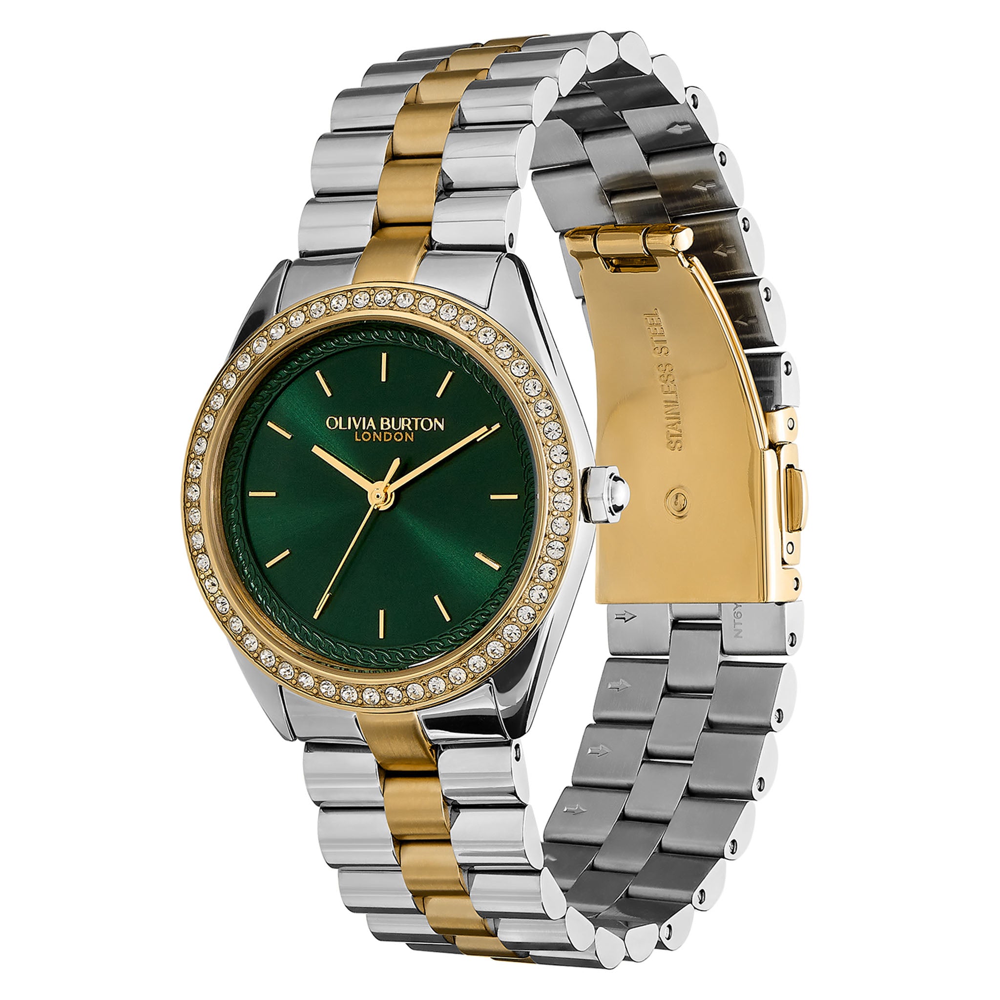 Olivia Burton Two-Tone Steel Forest Green Dial Women's Watch - 24000137