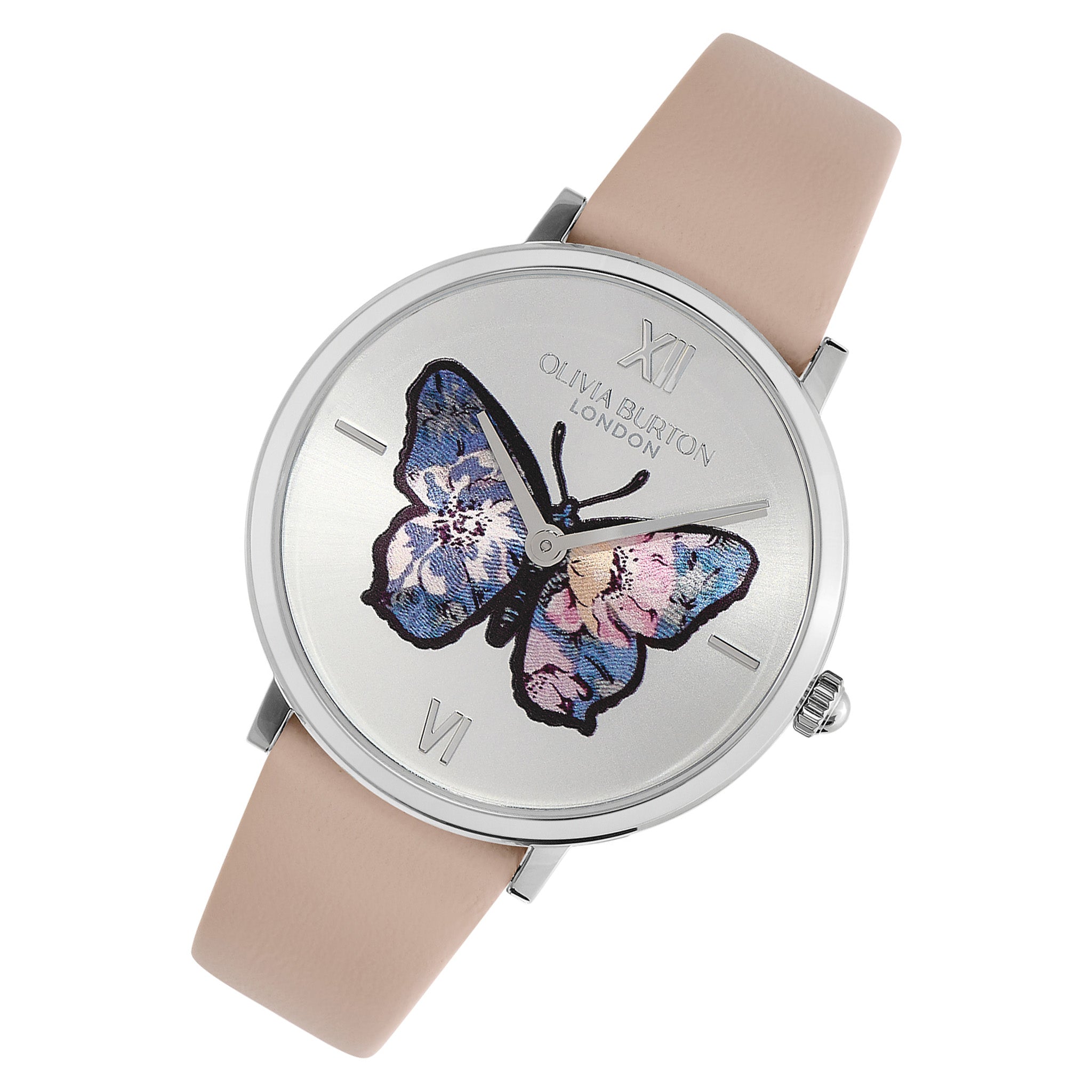 Olivia Burton Nude Leather Silver White Dial Women's Watch - 24000145