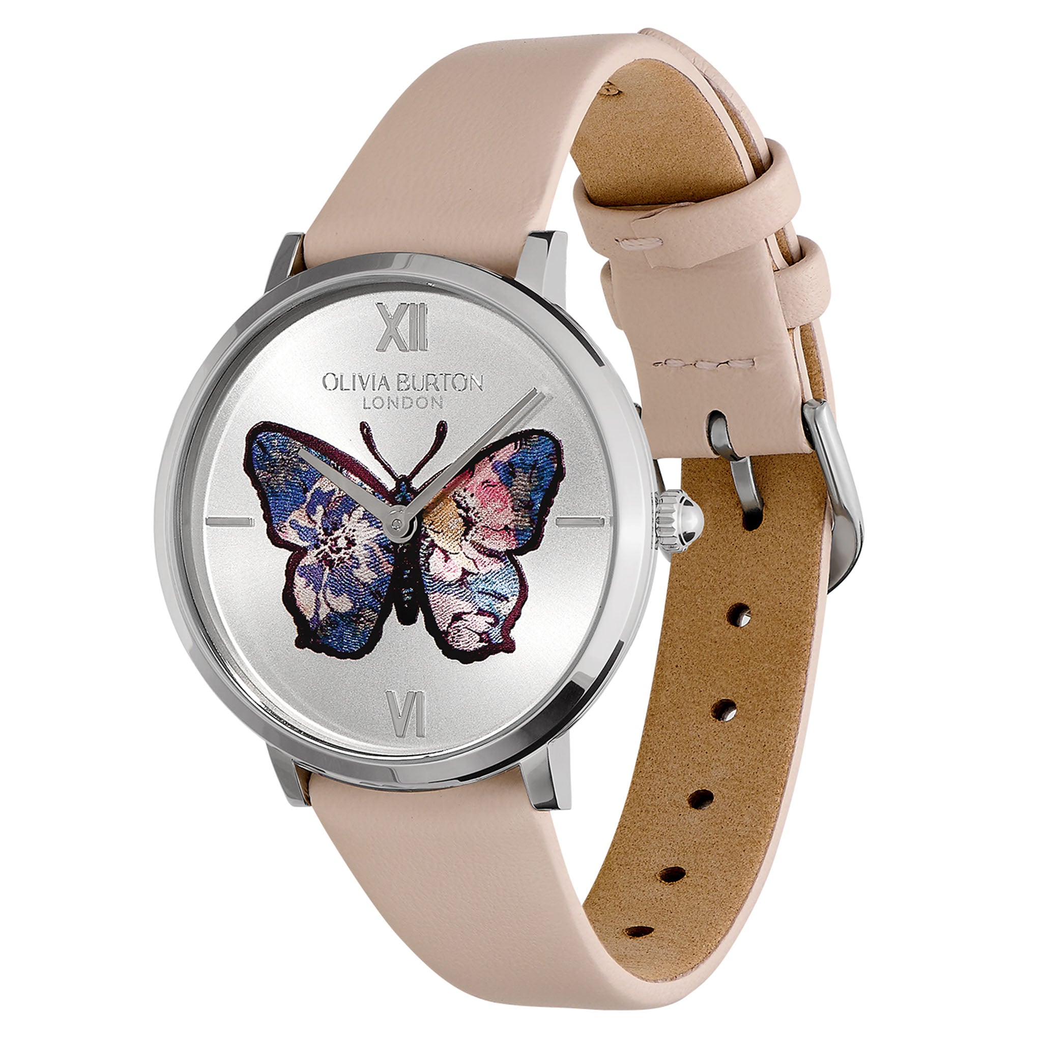 Olivia Burton Nude Leather Silver White Dial Women's Watch - 24000145