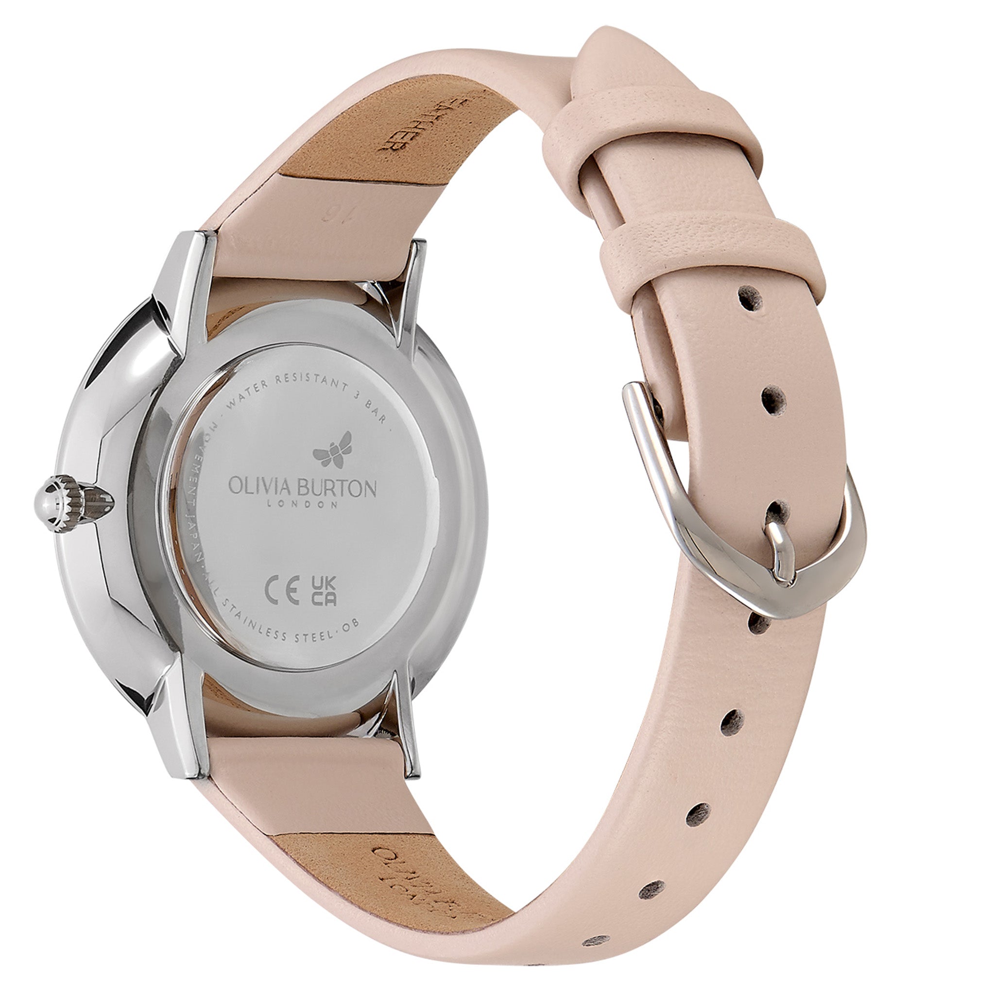 Olivia Burton Nude Leather Silver White Dial Women's Watch - 24000145