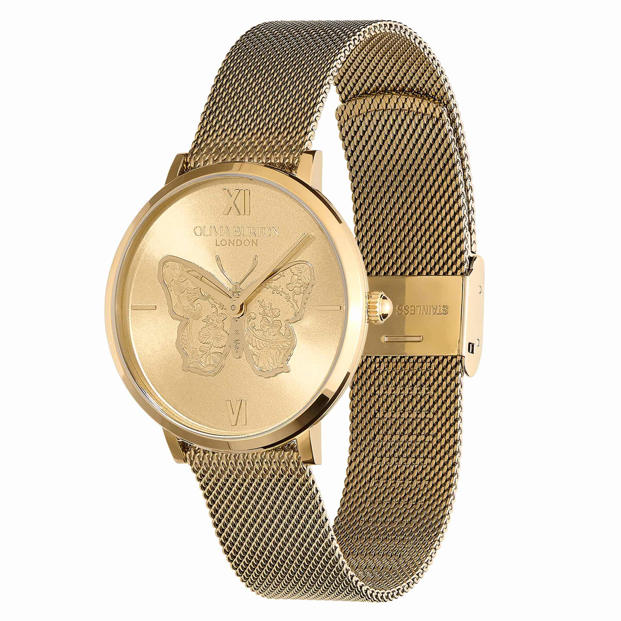Olivia Burton Gold Steel Mesh Light Gold Dial Women's Watch - 24000147