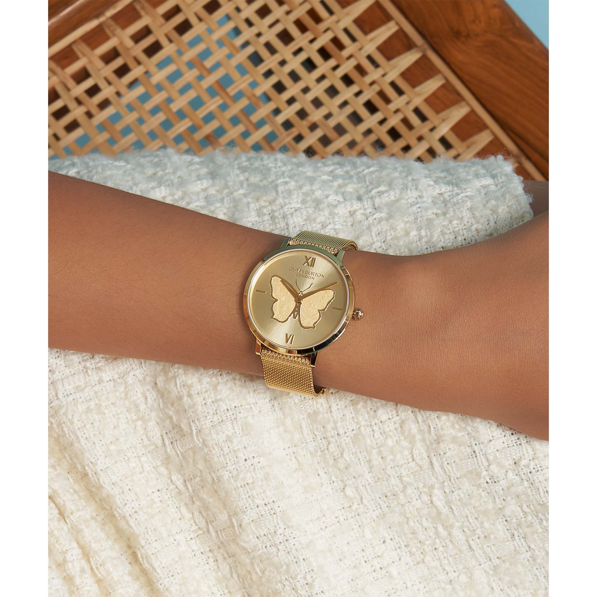 Olivia Burton Gold Steel Mesh Light Gold Dial Women's Watch - 24000147