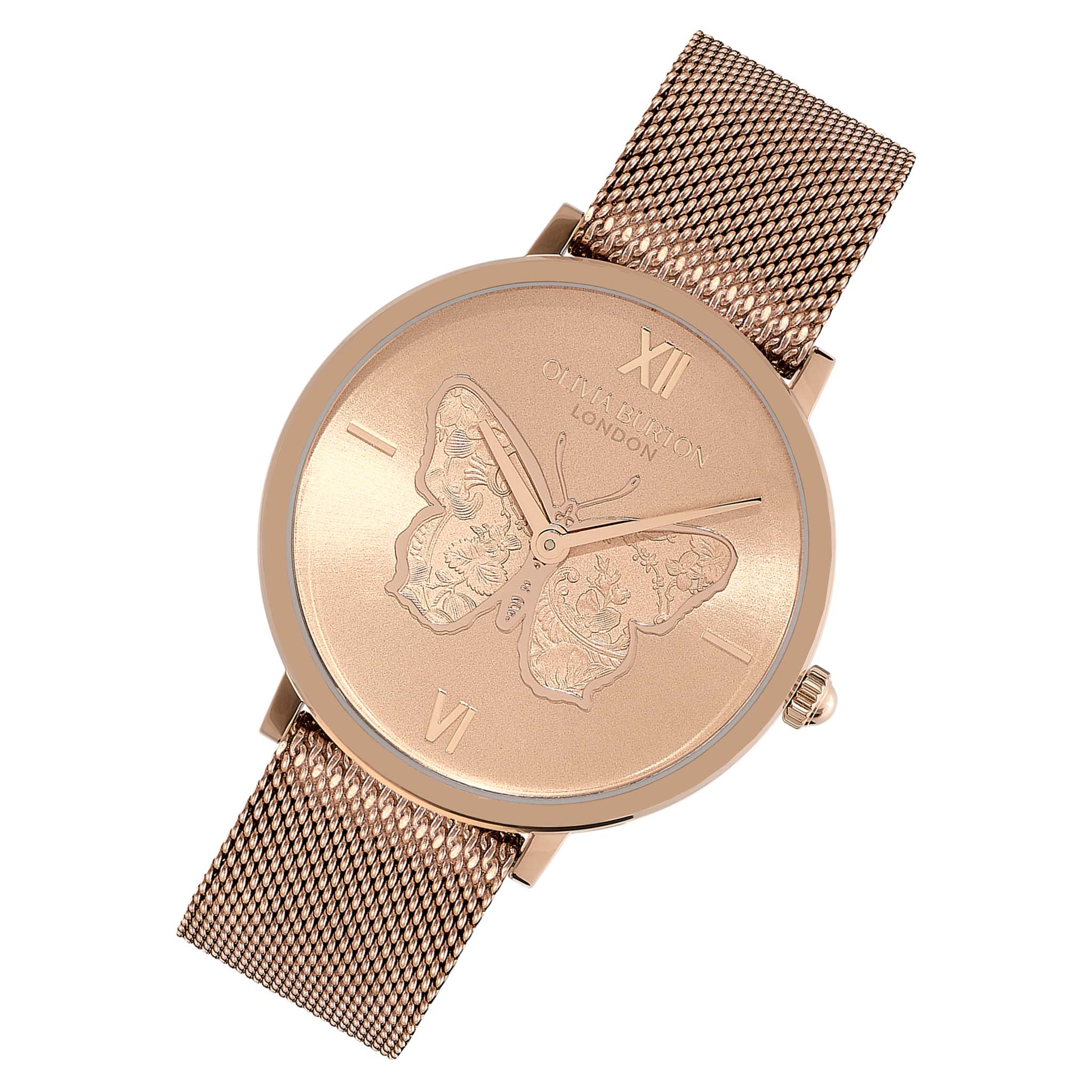 Olivia Burton Rose Gold Steel Mesh Women's Watch - 24000148