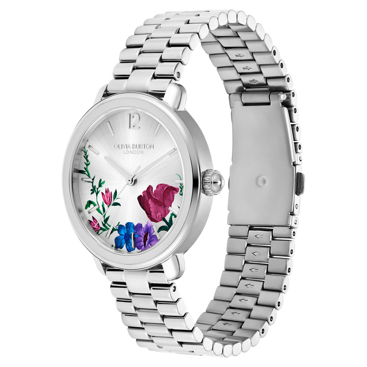 Olivia Burton Stainless Steel Silver White Dial Women's Watch - 24000205