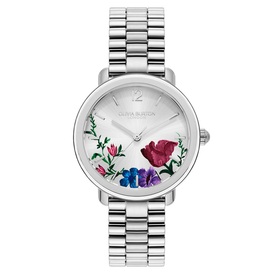 Olivia Burton Stainless Steel Silver White Dial Women's Watch - 24000205