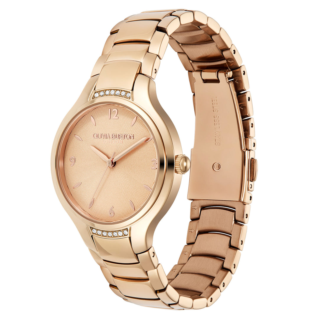 Olivia Burton Rose Gold Steel Carnation Gold Dial Women's Watch - 24000210