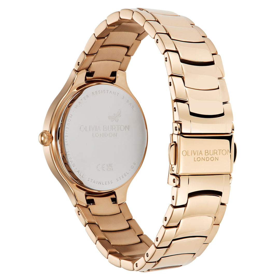 Olivia Burton Rose Gold Steel Carnation Gold Dial Women's Watch - 24000210