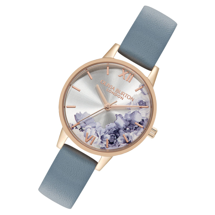 Olivia Burton Chalk Blue Leather Ivory Dial Women's Watch - 24000227