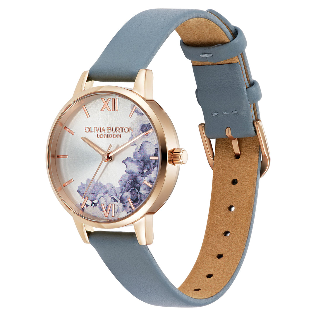 Olivia Burton Chalk Blue Leather Ivory Dial Women's Watch - 24000227