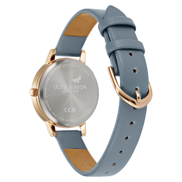 Olivia Burton Chalk Blue Leather Ivory Dial Women's Watch - 24000227