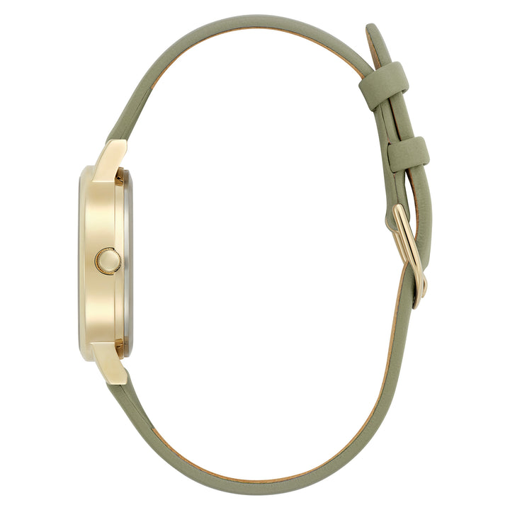 Olivia Burton Green Leather Ivory Dial Women's Watch - 24000228