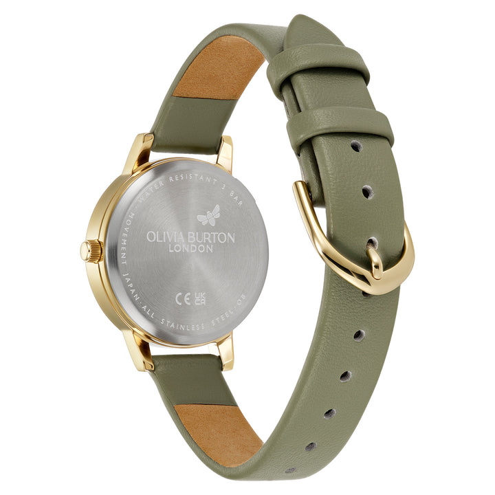 Olivia Burton Green Leather Ivory Dial Women's Watch - 24000228