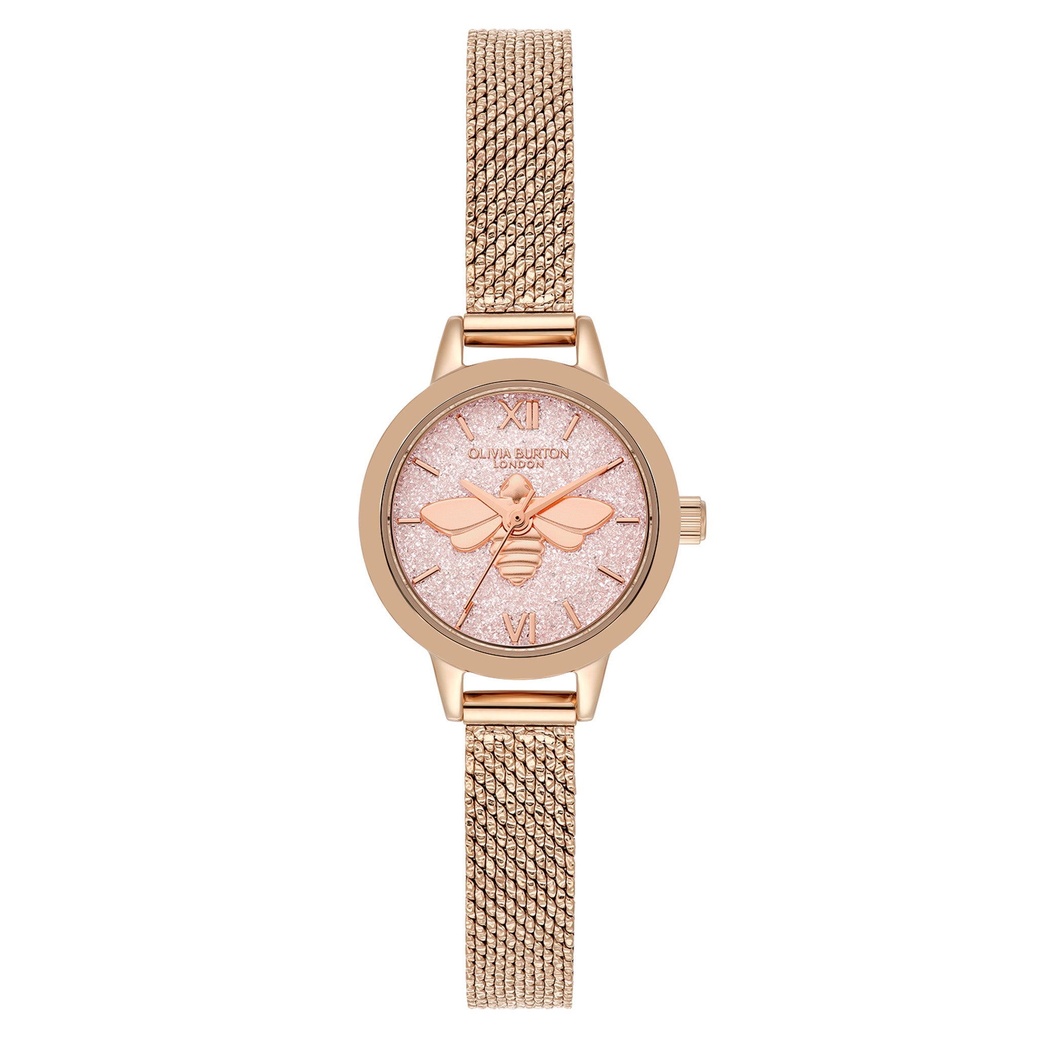 Olivia Burton Mini Lucky Bee Ionic Plated Rose Gold Steel Light Blush Dial Basic Women's - 24000229