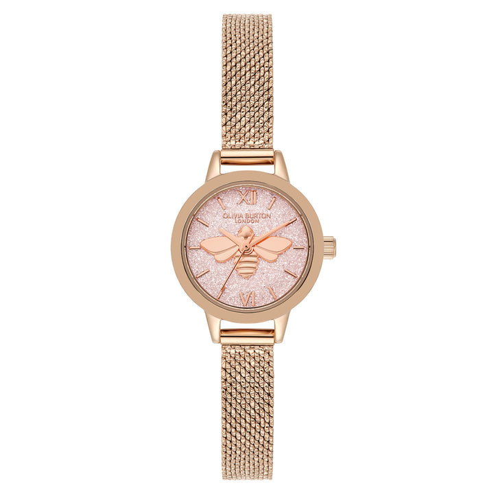 Olivia Burton Mini Lucky Bee Ionic Plated Rose Gold Steel Light Blush Dial Basic Women's - 24000229