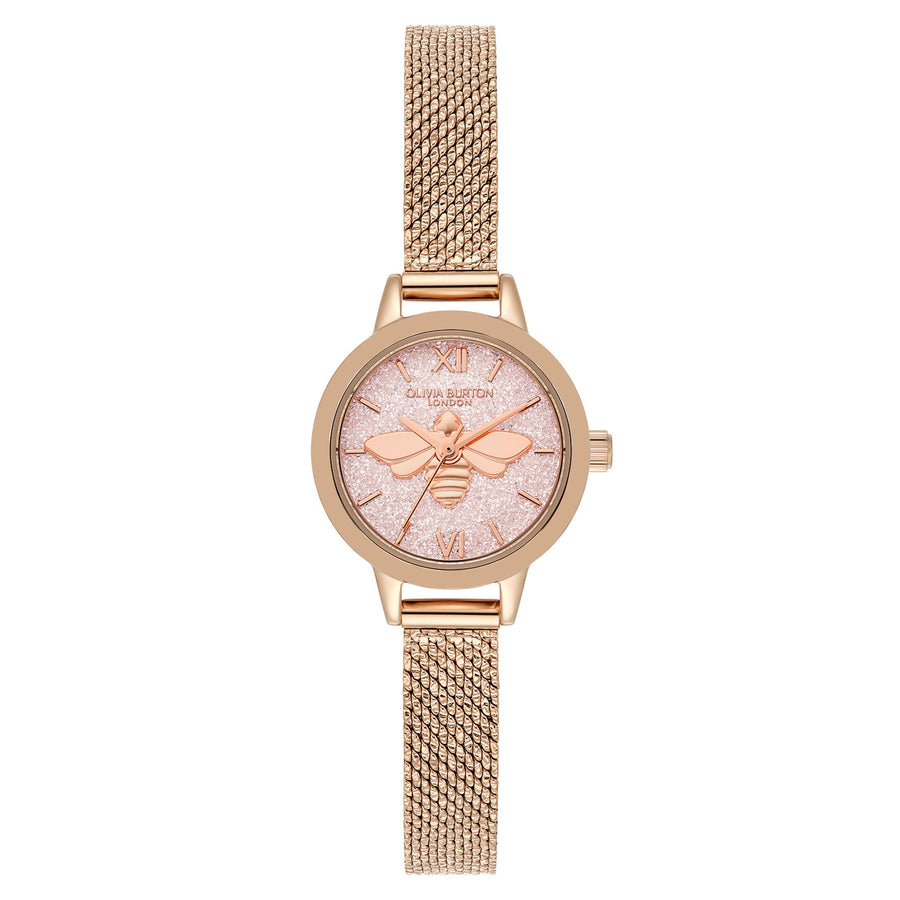 Olivia Burton Mini Lucky Bee Ionic Plated Rose Gold Steel Light Blush Dial Basic Women's - 24000229