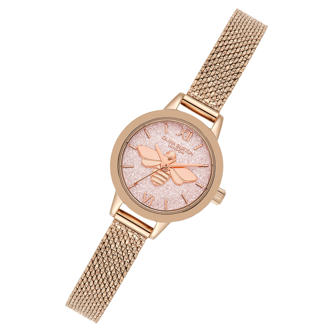 Olivia Burton Rose Gold Steel Mesh Light Blush Dial Women's Watch - 24000229