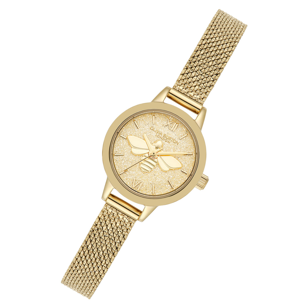 Olivia Burton Gold Steel Mesh Light Champagne Dial Women's Watch - 24000230