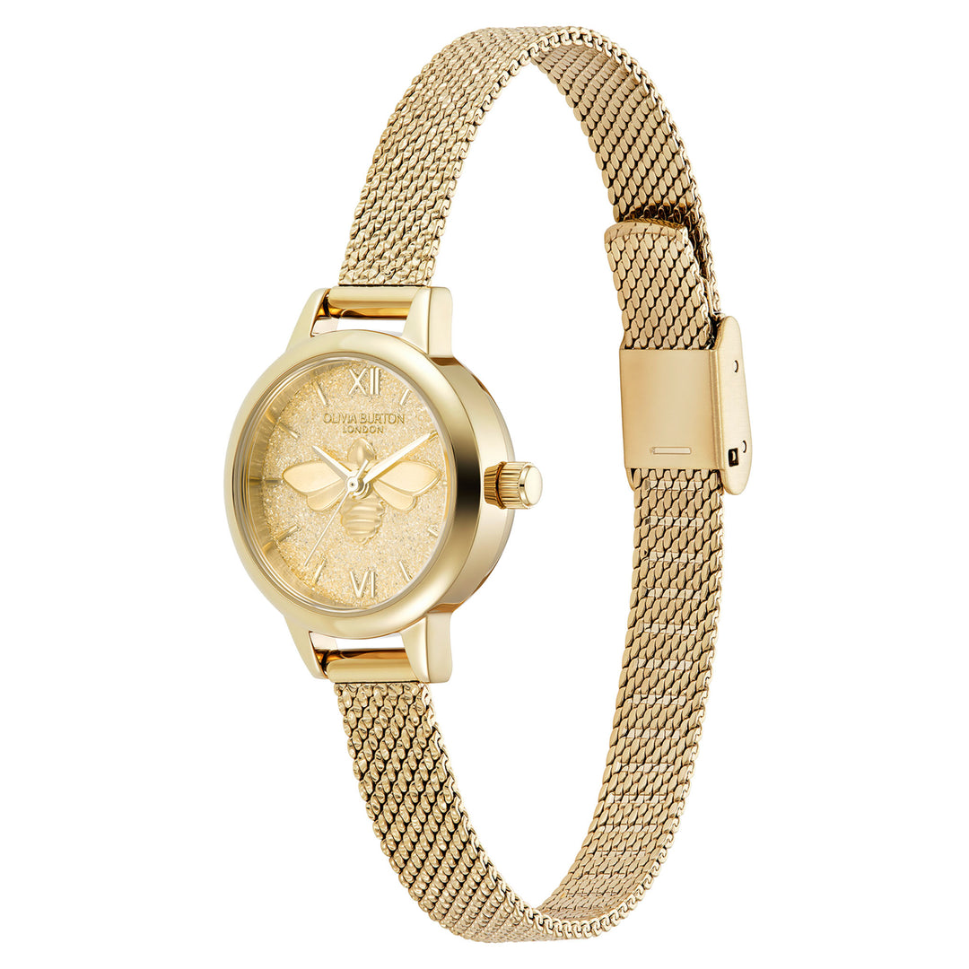 Olivia Burton Gold Steel Mesh Light Champagne Dial Women's Watch - 24000230