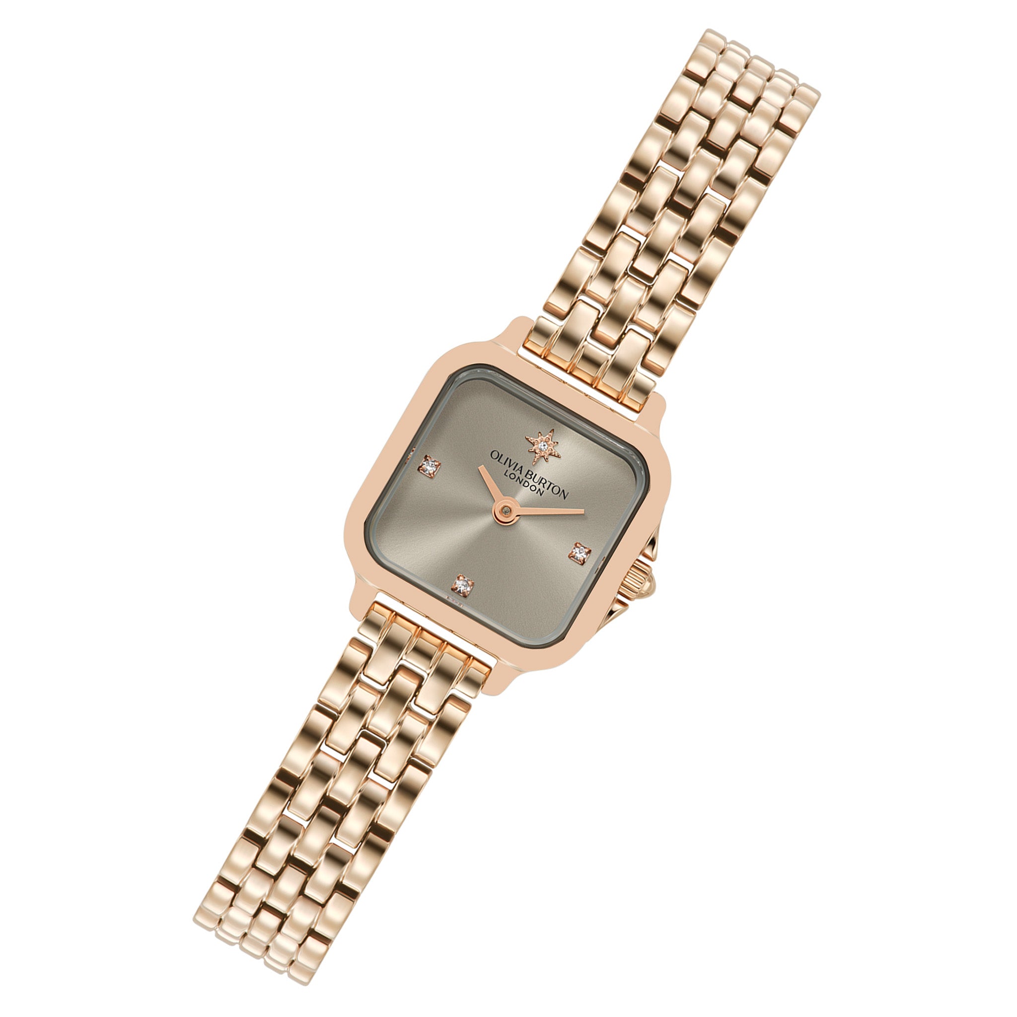 Olivia Burton Rose Gold Steel Earl Grey Dial Women's Watch - 24000256