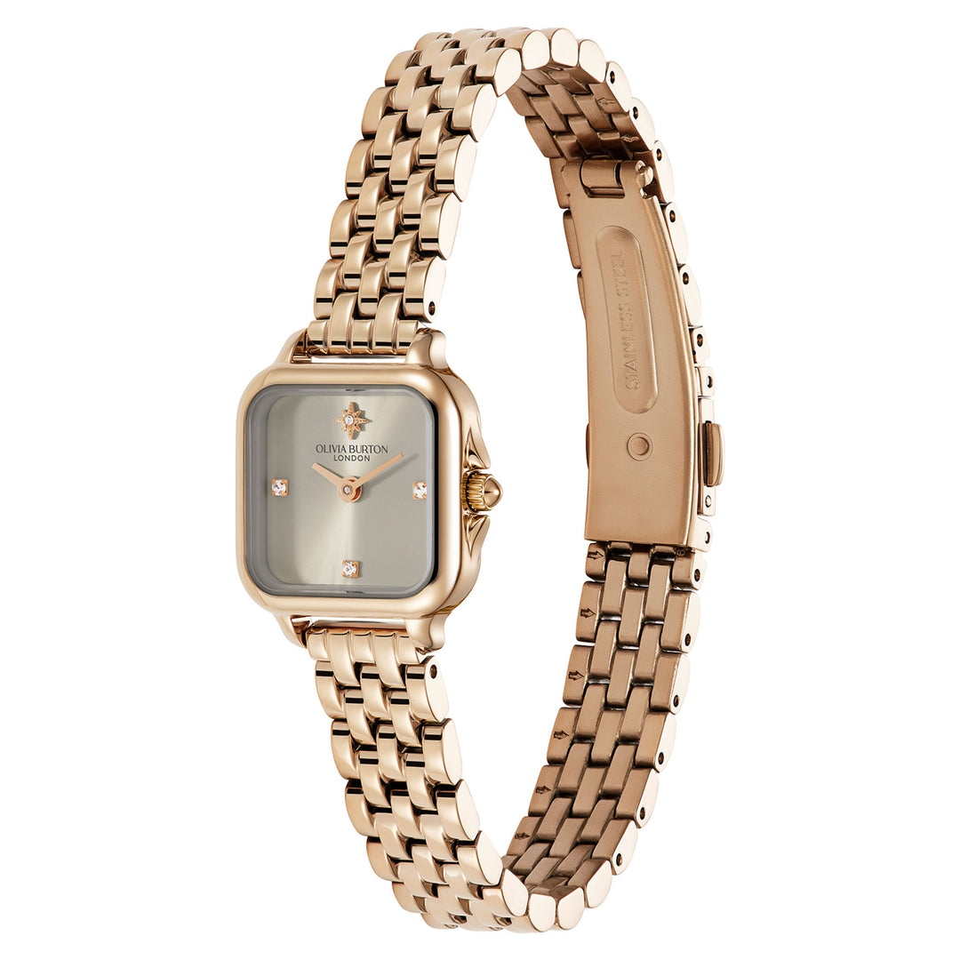 Olivia Burton Rose Gold Steel Earl Grey Dial Women's Watch - 24000256