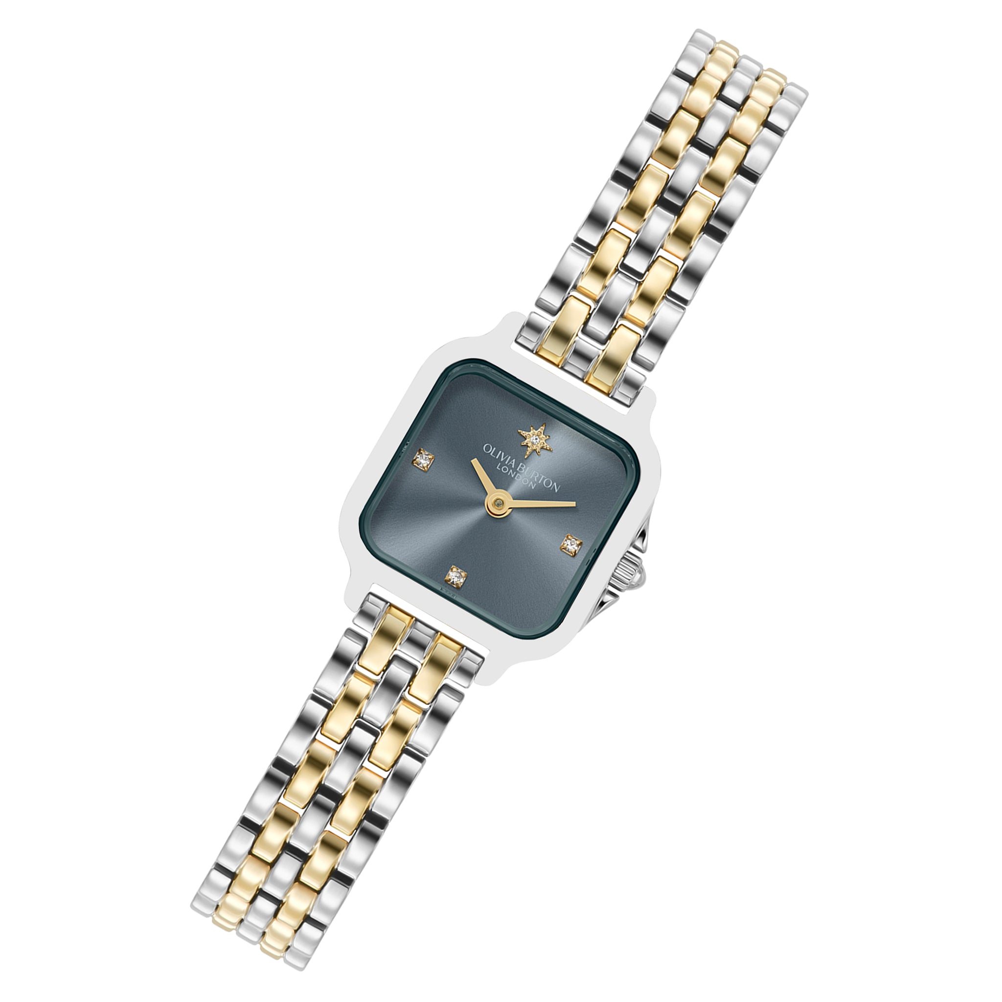 Olivia Burton Two-Tone Steel Chalk Blue Dial Women's Watch - 24000258