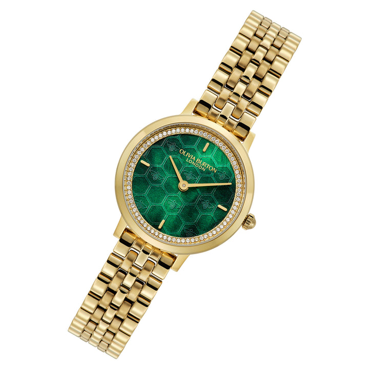 Olivia Burton Gold Steel Green Dial Women's Watch - 24000266