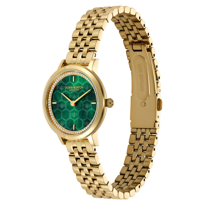 Olivia Burton Gold Steel Green Dial Women's Watch - 24000266