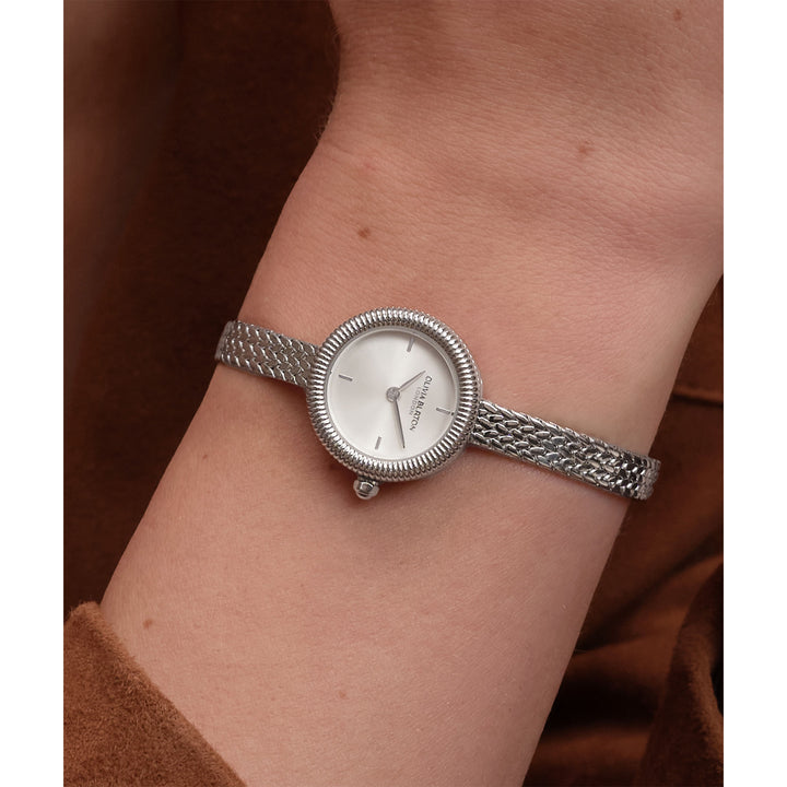 Olivia Burton Stainless Steel Silver White Dial Women's Watch - 24000278