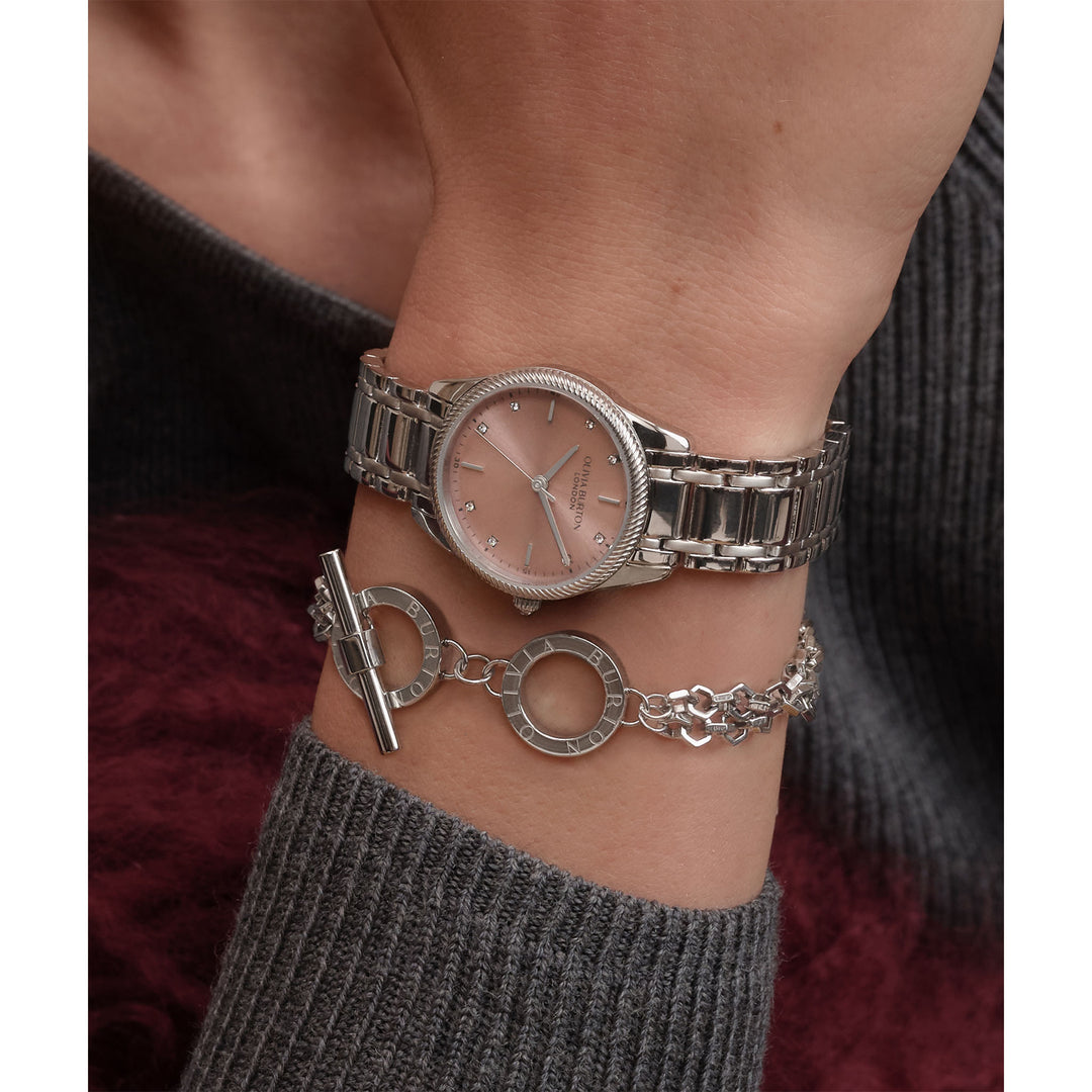 Olivia Burton Stainless Steel Blush Dial Women's Watch - 24000289