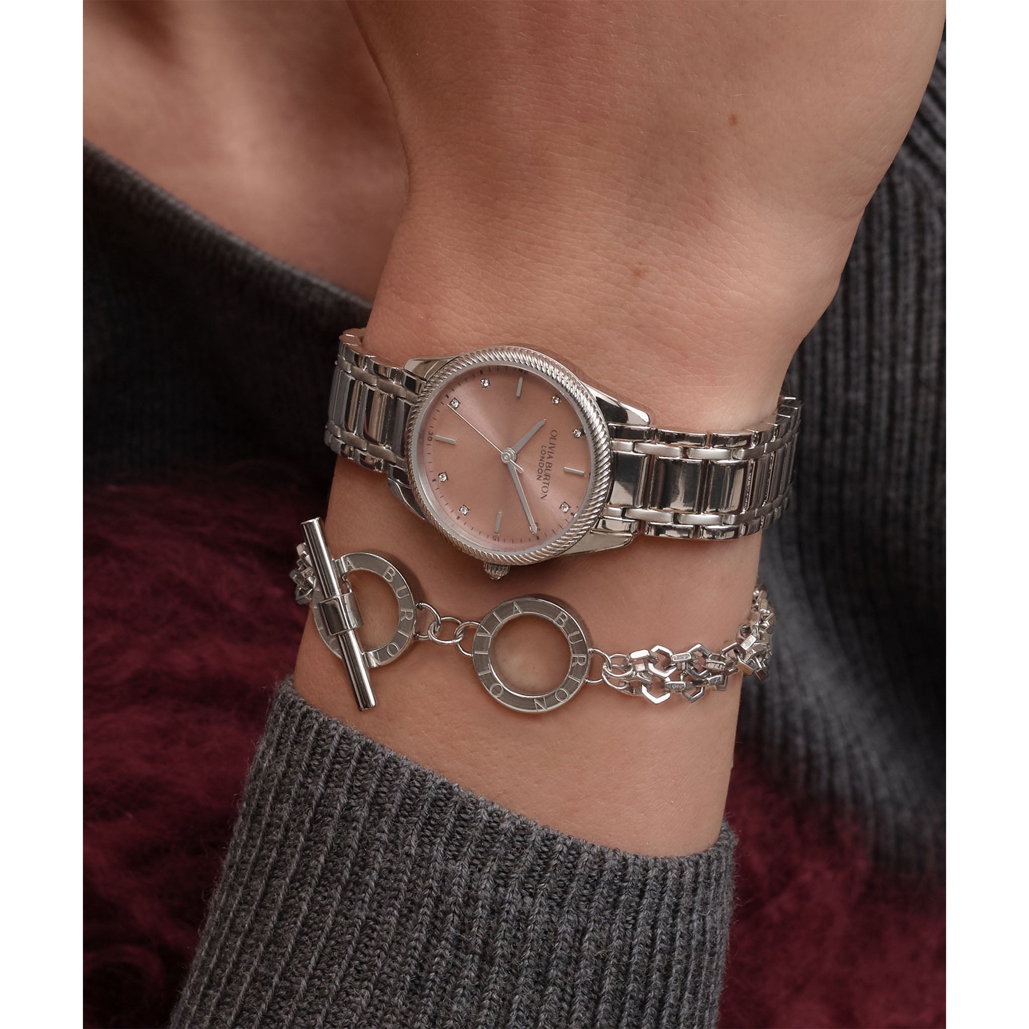 Olivia Burton Stainless Steel Blush Dial Women's Watch - 24000289