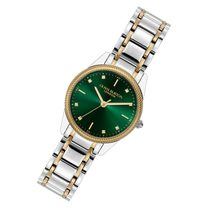 Olivia Burton Two-Tone Steel Forest Green Dial Women's Watch - 24000292