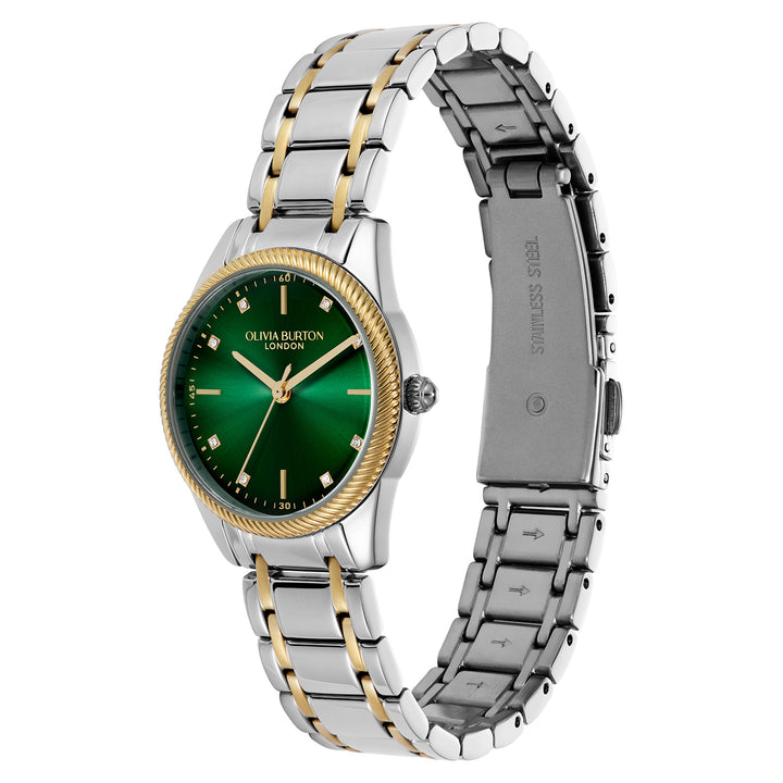 Olivia Burton Two-Tone Steel Forest Green Dial Women's Watch - 24000292