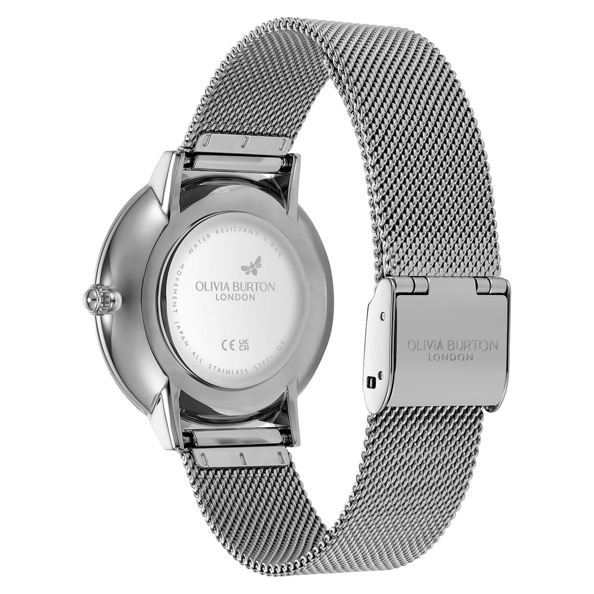 Olivia Burton Silver Steel Mesh Grey Dial Women's Watch - 24000322