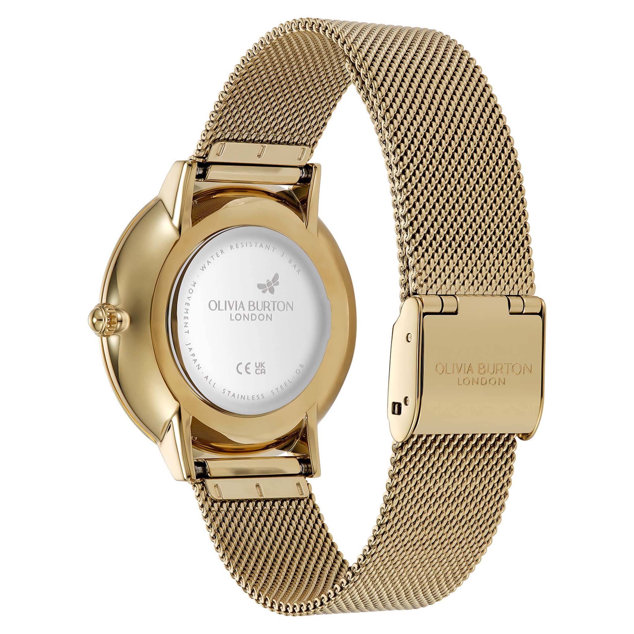 Olivia Burton Gold Steel Mesh Forest Green Dial Women's Watch - 24000323