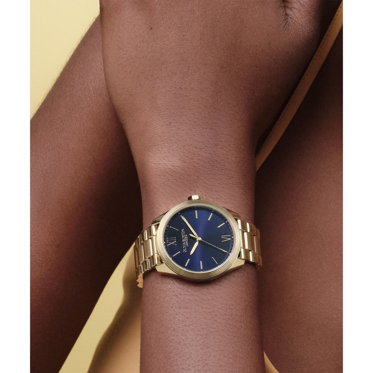 Olivia Burton Gold Steel Navy Dial Women's Watch - 24000331