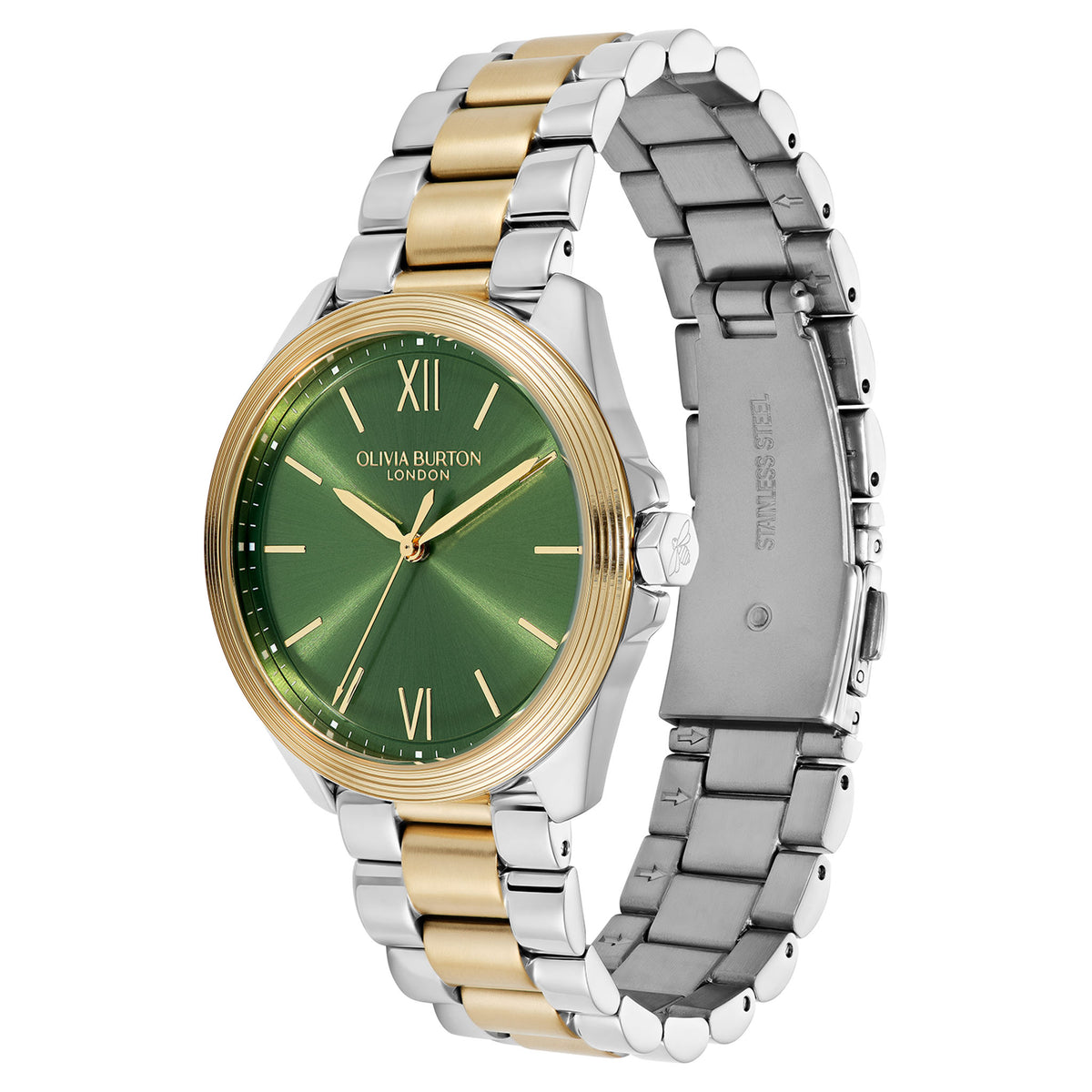 Olivia Burton Two-Tone Steel Green Dial Women's Watch - 24000333