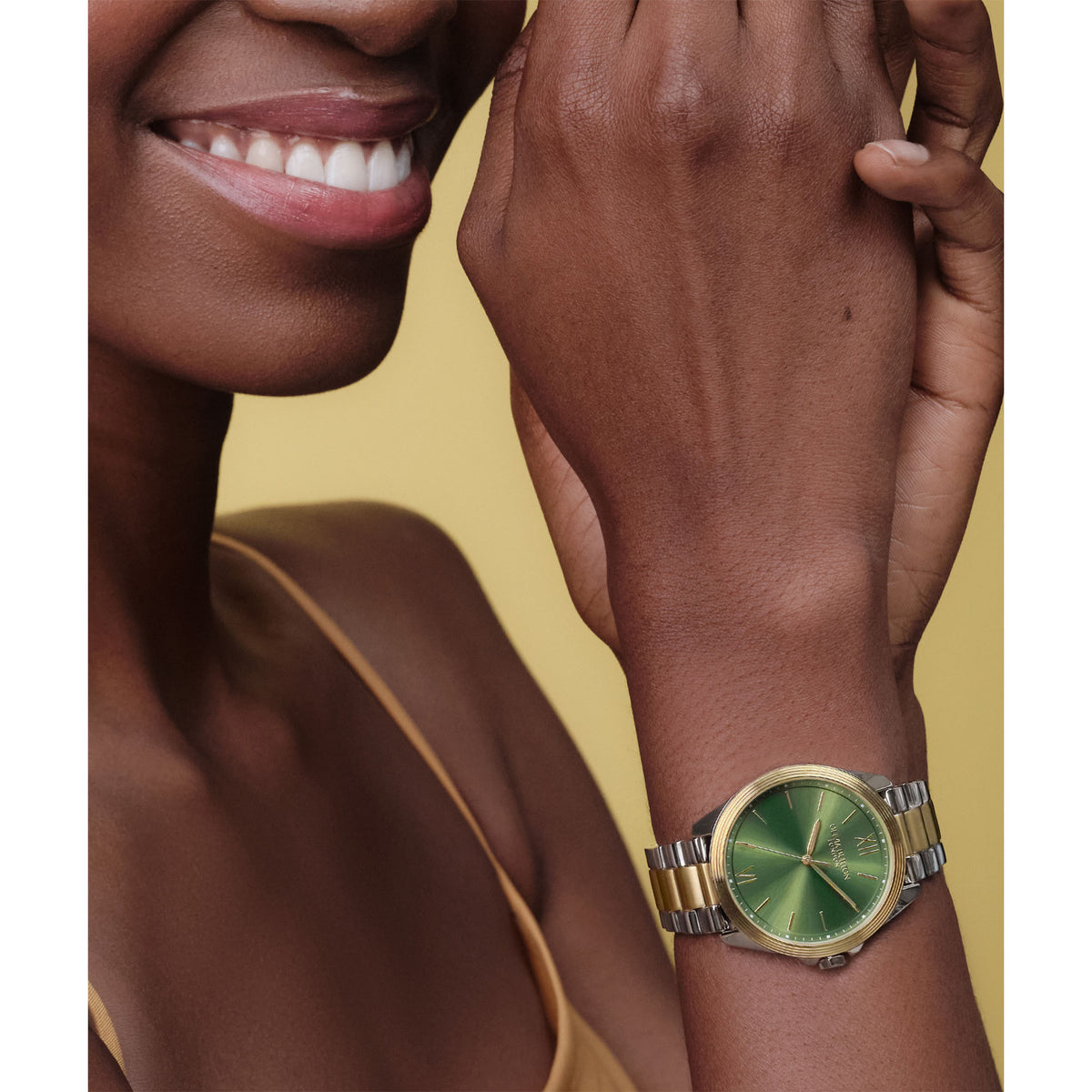 Olivia Burton Two-Tone Steel Green Dial Women's Watch - 24000333
